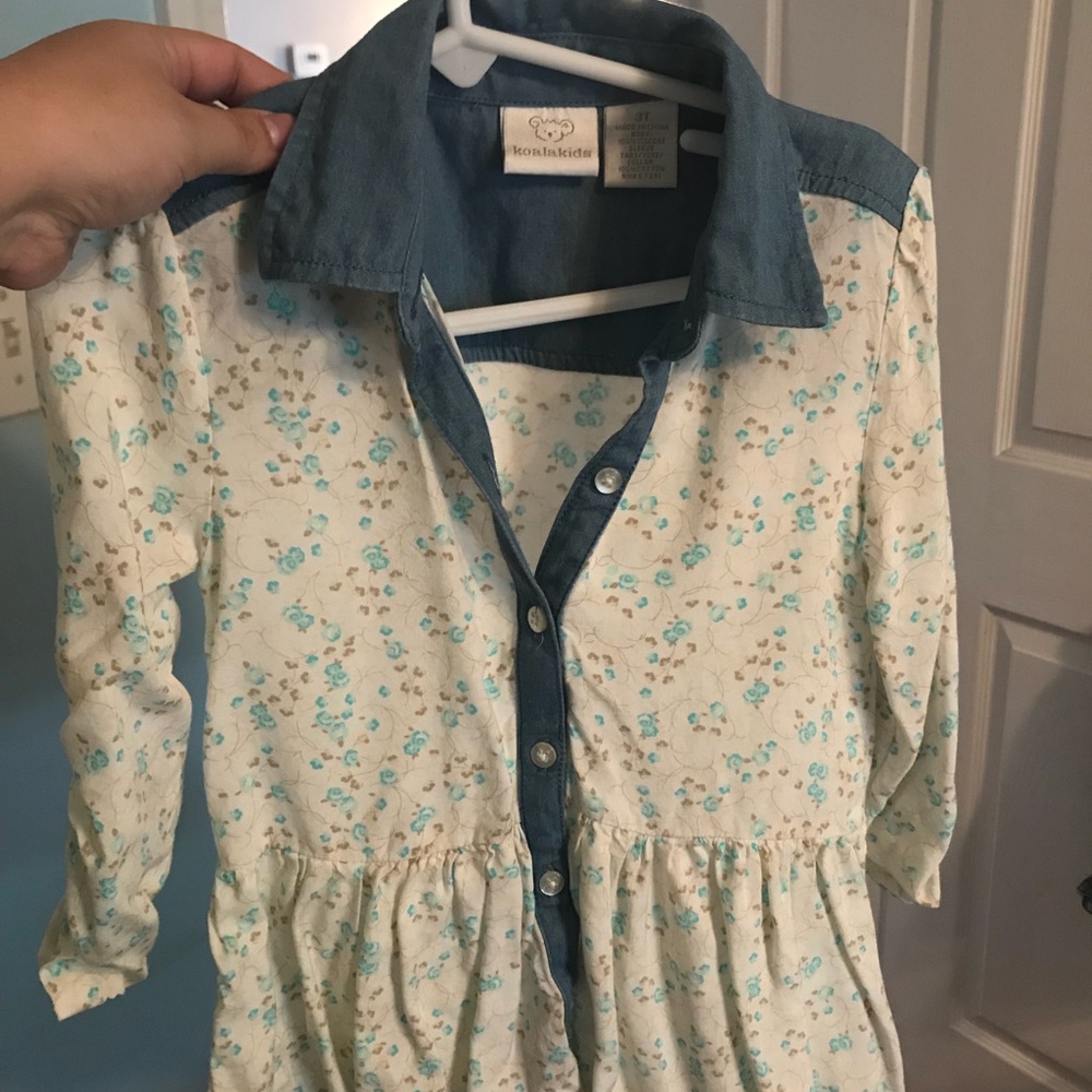 Jean/floral toddler dress